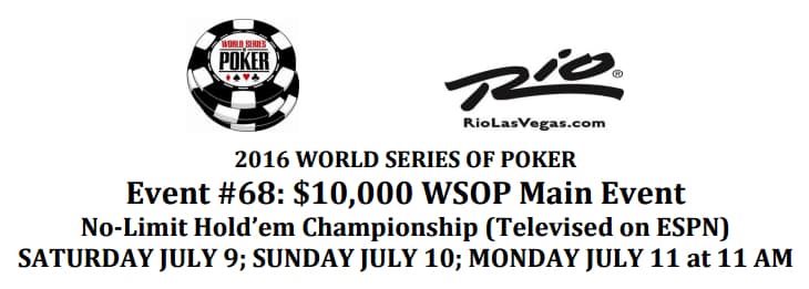 2016 WSOP Main Event