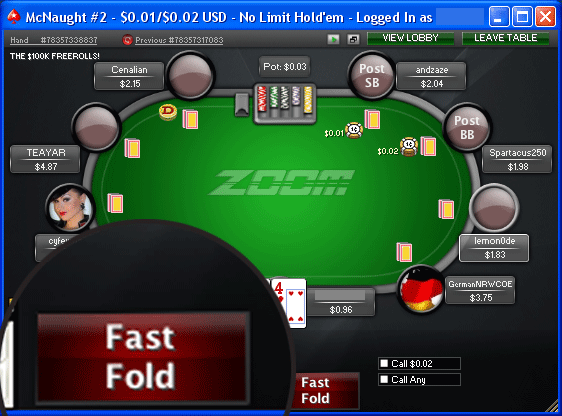 zoom rush zone poker fast-fold vs regular tables strategy