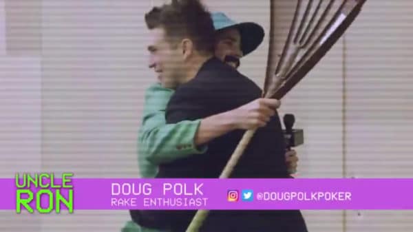 Doug Polk hugs Uncle Ron Rake
