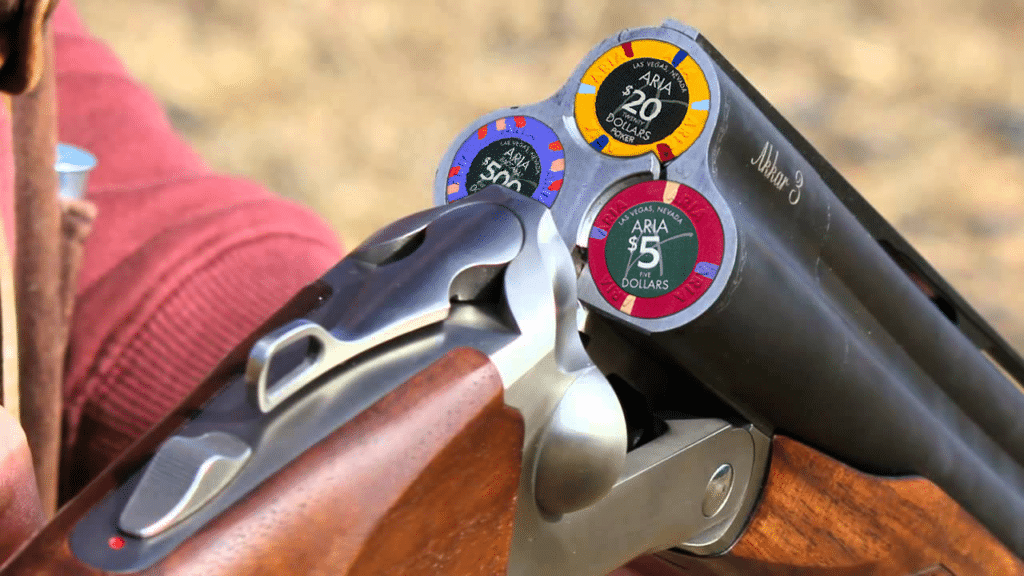 triple barrel shotgun with chips poker tips