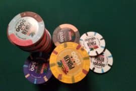poker chip starting stack top angle photo