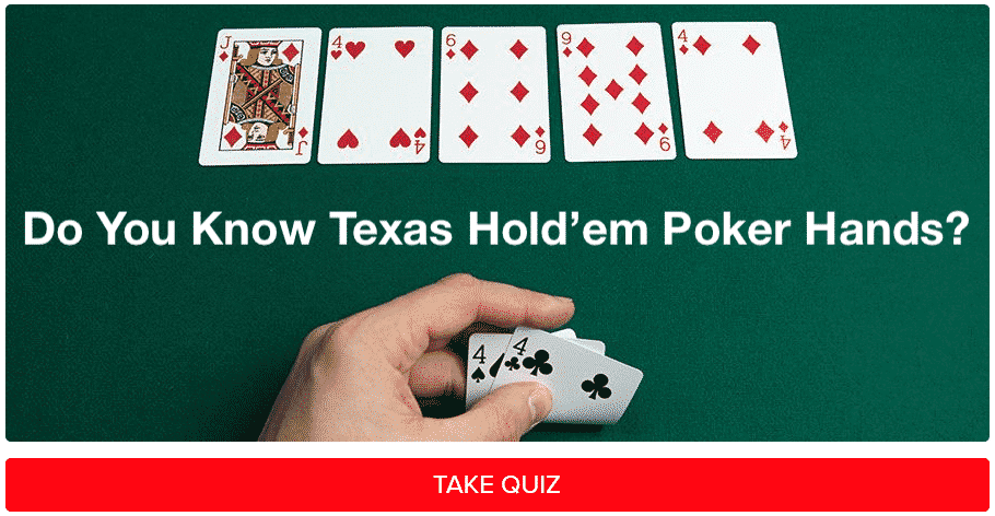 Do you know Texas Hold'em poker hands text over felt and 4 flush board hand example