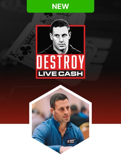 Destroy Live Cash poker course product card with Garrett Adelstein and logo